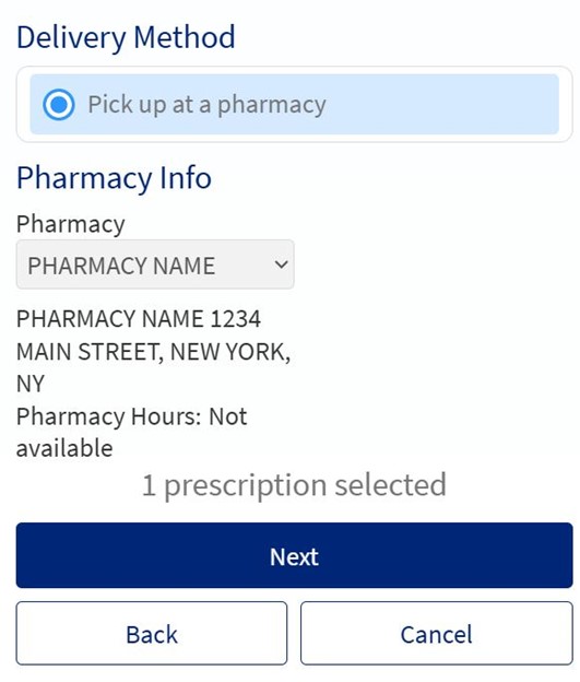 Use the dropdown to select your preferred pharmacy location