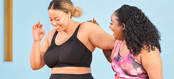 Two women in workout clothes