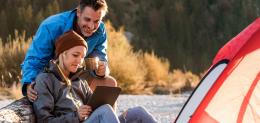A couple enjoying a camping trip