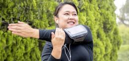 woman stretching outdoors