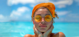 Face with sunburned eyes