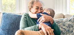older woman and child hugging
