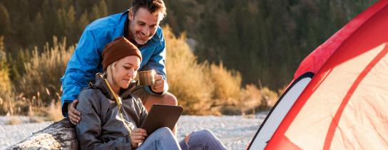 A couple enjoying a camping trip