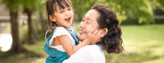 Mother and child outdoors